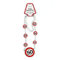 Бусы дорожный знак "Happy Birthday" 50 лет
