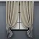 Комплект (2шт. 1,3х1,7м.) коротких штор, лен. Цвет светло-кофейный с серым. Код 033дк 12-0076