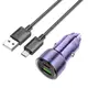 Адаптер автомобильный HOCO Micro USB cable Spacious  car charger set Z52 |1USB/1Type-C, 38W/3A, PD/QC|