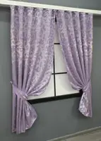 Комплект (2шт. 1,3х1,7м.) коротких  жакардових штор "Вензель". Колір бузковий. Код 295ш 35-0198