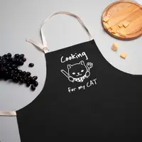 Фартук "Cooking for my cat", Черный, английский
