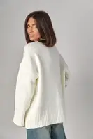 Жіноча в'язана кофта oversize - молочний цвет, M