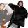Толстовка плед з капюшоном і рукавами Huggle Hoodie оверсайз Black