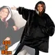 Толстовка плед с капюшоном и рукавами Huggle Hoodie оверсайз. Цвет: черный