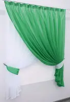 Кухонний комплект 280х170см. шторки з підв'язками "Дует" Колір зелений з білим Код 076к 50-835