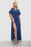 Платье женское на запах в горошек софт, цвет синий, 257R358-3