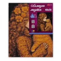 Алмазная мозаика на подрамнике Santi Девочка и котенок 956047 40х50 см