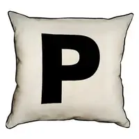 Подушка с мешковины Английская буква P 45x45 см (45PHB_ABC032_WH)