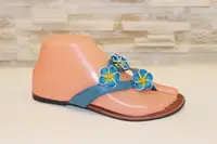 В'єтнамки жіночі блакитні з квітами Б186 37