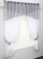 Кухонні штори (280х170см.) з ламбрекеном, на карниз 1-1,5м. Колір сірий з білим. Код 091к 52-0321