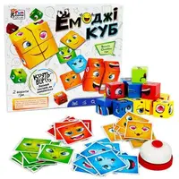 Уценка. Настільна гра "Емоджі куб" 68831 "4FUN Game Club", 48 карток, дзвінок, кубики, в коробці   Битый блистер