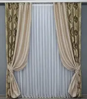 Комбіновані (2шт. 1,5х2,7м.) штори з тканини блекаут-софт. Колір коричневий з бежевим. Код 014дк (1274шБ-143ш) 10-342