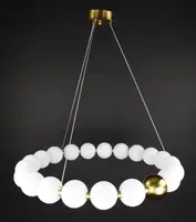Люстра светодиодная подвесная LED светильник для квартиры на потолок лэд 27216 Латунь 30-150х82х82 см.
