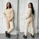 Костюм из микровельвета AO207 Бежевый Oversize XL-3XL