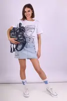 Рюкзак женский джинсовый синий код 7-6013