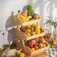 Бамбуковая кухонная этажерка для фруктов и овощей,трёхъярусная, настольная, деревянная полка 30×33×41 см