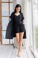 Комплект пижама муслиновая с халатом Кч1808п Черный