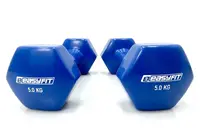 Гантель для фитнеса 5.0 кг EasyFit с виниловым покрытием синяя
