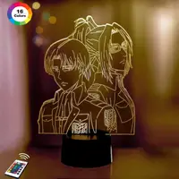 3D ночник "Леви Акерман и Ханджи Зое" (УВЕЛИЧЕННОЕ ИЗОБРАЖЕНИЕ)+ пульт ДУ + сетевой адаптер + батарейки (3ААА)