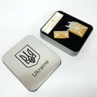 Дугова електроімпульсна запальничка USB Україна (металева коробка) HL-446. Колір: золотий