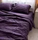 Постельное белье семейное Dushka Home Страйп сатин 20567 160х215х2 см баклажановое