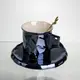 Чашка фарфоровая для кофе 200 (мл) с блюдцем и ложкой, красивая чашка в подарок Черный FM-2A