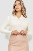 Женская кофта на молнии в рубчик, цвет кремовый, 204R041