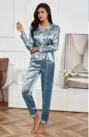 Пижама женская голубая кофта и брюки код П807