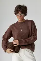 В'язаний теплий джемпер з візерунками косичок - коричневий цвет, ONE SIZE
