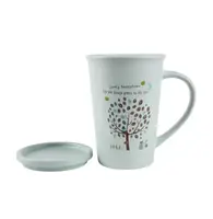 Чашка с крышкой Limited Edition Tree Blue HTK-047 390 мл голубая