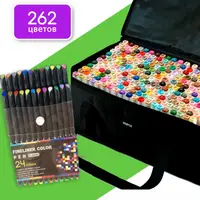 Маркери двосторонні Touch 262 квітів і набір лайнерів 24 кольори для ескізів і скетчів, набір фломастерів