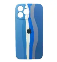 Силиконовый чехол для iPhone 13 Pro - Rainbow, Разноцветный / Темно-синий