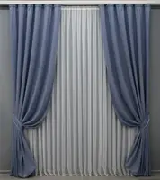 Комплект (2шт. 1,5х2,7м.) готових штор із жакардової тканини, колекція "Ібіца". Колір блакитний. Код 1434ш 33-0304
