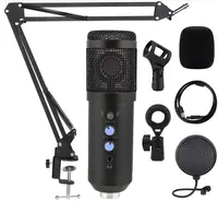 Студийный микрофон F1 Pro (USB) со стойкой пантограф и поп-фильтром Black