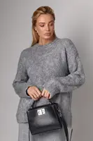 Жіночий подовжений в'язаний джемпер oversize - сірий цвет, ONE SIZE