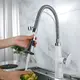 Смеситель кухонный выдвижной слив кран два режима воды вращающийся на 360 градусов WanFan Белый Хром с Белым