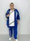 Свободный прогулочный костюм тройка." Королева " Blue & White   удлиненная кофта   штаны   футболка 66-68