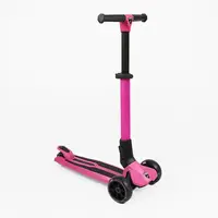 Самокат трехколесный Best Scooter Lamborghini L1-5 колеса PU со светом. Pink and Black (190169)
