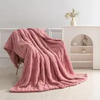 Плед-покривало двостороннє на еко-овчині Dushka Home 20872 200х230 см рожевий