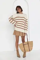 Жіноча кофта oversize в смужку - коричневий колір, S