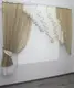 Кухонный комплект, шторка с ламбрекеном. На карниз 1,5-2м. Цвет темно-бежевый с молочным и белым. Код 070к