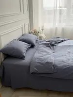 Постільна білизна євро Dushka Home Варена бавовна преміум 21710 200х220 см синя