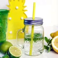 Банка с ручкой "Jar" для смузи, прозрачная IMP_9