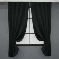 Комплект (2шт. 1,4х1,7м.) коротких штор из ткани блэкаут "Midnight". Цвет черный. Код 1165ш 35-0042