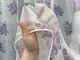 Тюль (4х2,7м.) шифоновая с принтом. Цвет белый с сиреневым. Код 1800т 42-1244