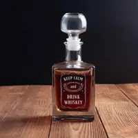 Графин "Keep calm and drink whiskey", английский, Деревянная подарочная коробка с гравировкой