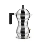 Гейзерна кофеварка 70 мл Alessi Pulcina на 1 чашку с черной ручкой