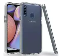 Силиконовый чехол для Samsung Galaxy A20s - Прозрачный (с заглушками)