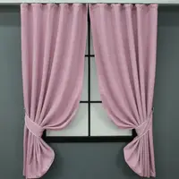 Комплект (2шт. 1,3х1,7м.) коротких штор з льону. Колір рожевий. Код 1345ш 35-0180