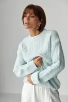 В'язаний светр у косички - небесно-блакитний цвет, ONE SIZE